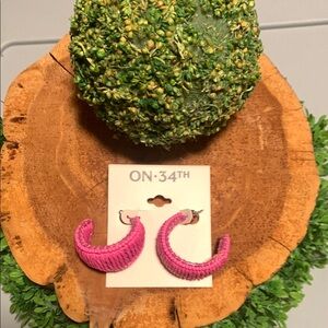 On 34th Pink Hoop Earrings..NWT